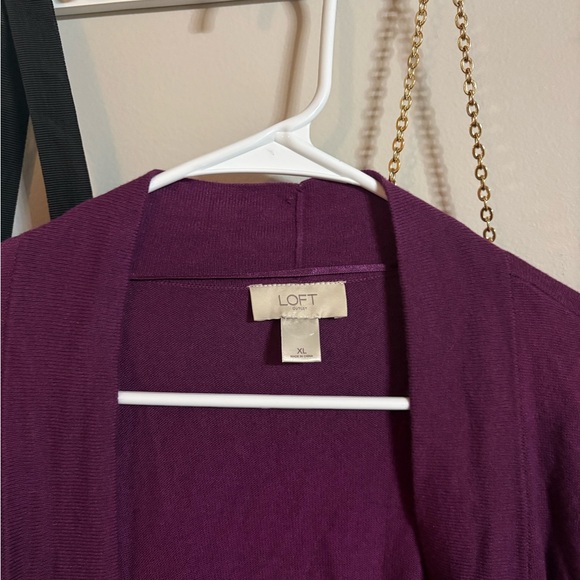 LOFT Deep Plum Open Cardigan - Picture 2 of 4